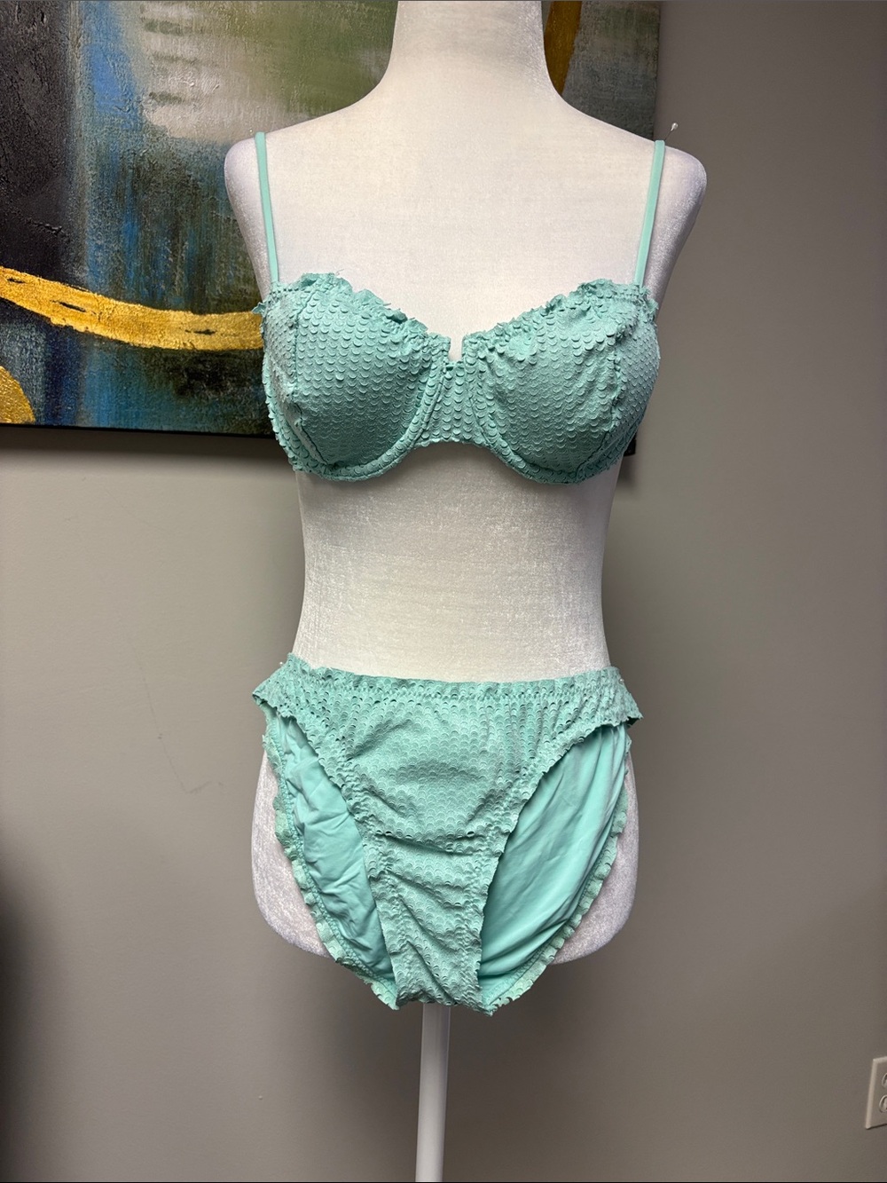 Vix Women’s Two-Piece Textured Lingerie Set in Mint